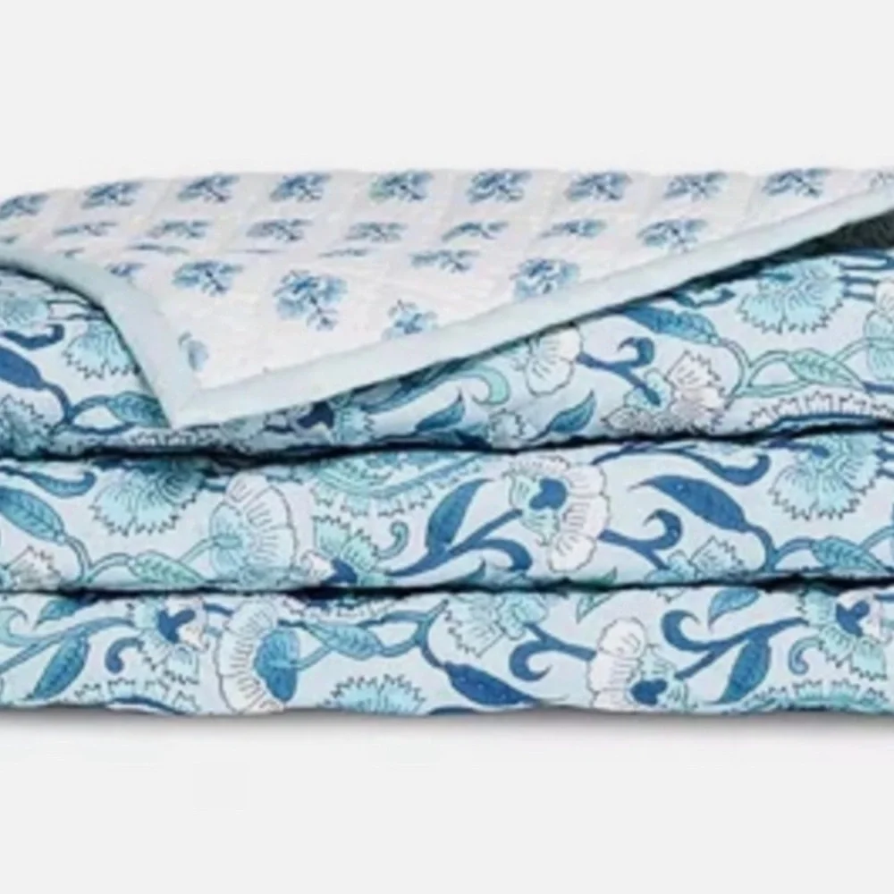 Aqua Home Reversible Printed Cotton Quilt Set, King